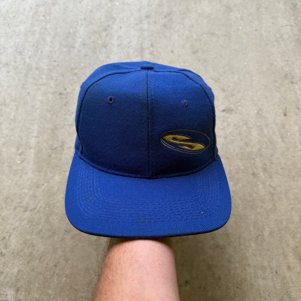 Vintage 2000's Schneider Surfboards Surfing Shop Blue Yellow Snapback Hat Cap
